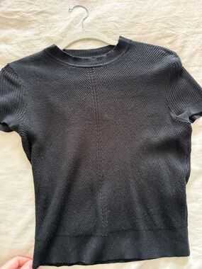 Abercrombie & Fitch Black Ribbed Short Sleeve Knit Top